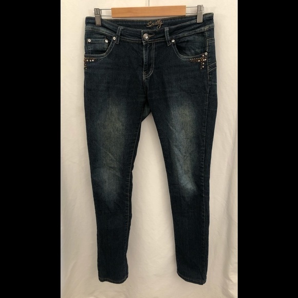 SCULLY Kallie Studded Embroidered Jeans Size 6 Mid Rise Dark Wash - Picture 3 of 11